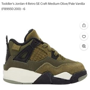 Toddler Jordan's 4 Retro Se Craft size 8 color medium olive  pale vanilla